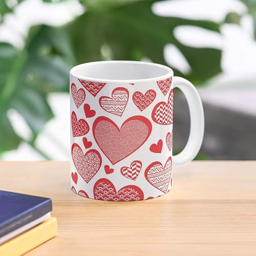Red Mug Patterned Hearts Coffee Mug I Love You for Men Women Valentine’s Day Wedding Anniversar... | Amazon (US)