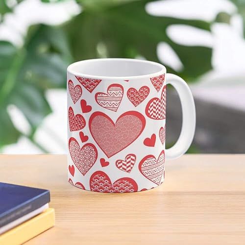 Red Mug Patterned Hearts Coffee Mug I Love You for Men Women Valentine’s Day Wedding Anniversar... | Amazon (US)