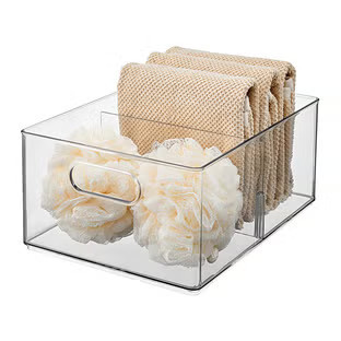 THE HOME EDIT® Divided All-Purpose Bin Clear | The Container Store