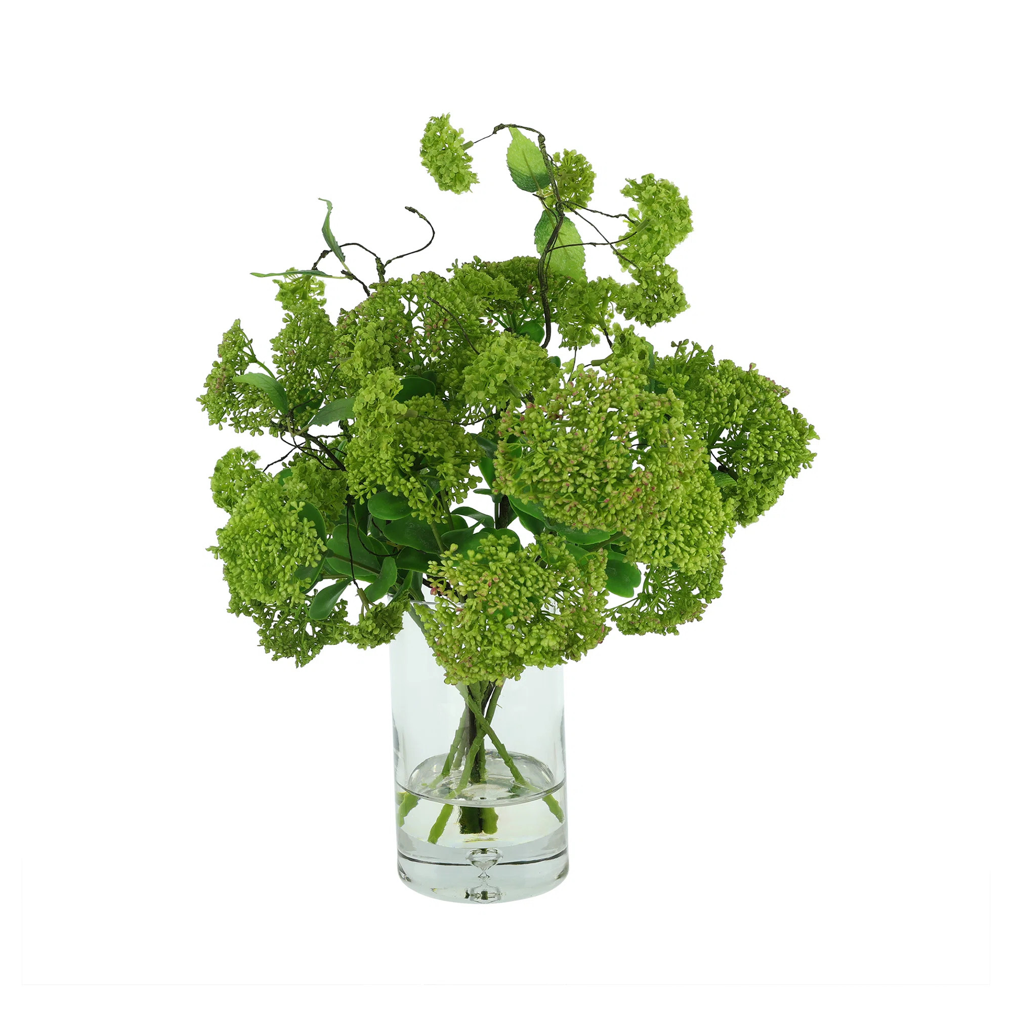 Faux Snowball Hydrangea Arrangement in Vase | Wayfair North America