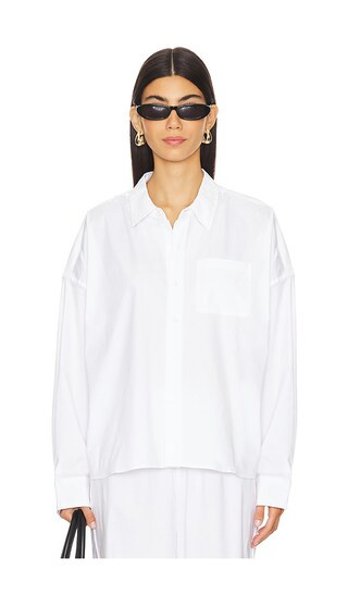 Cropped Button Front Shirt in Classic White | Revolve Clothing (Global)