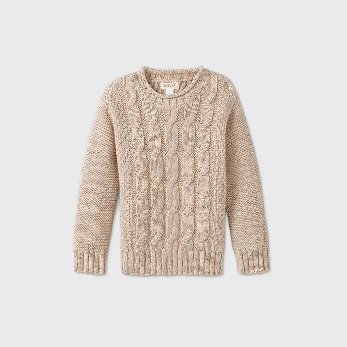Toddler Boys' Cable Solid Pullover Sweater - Cat & Jack™ Cream | Target