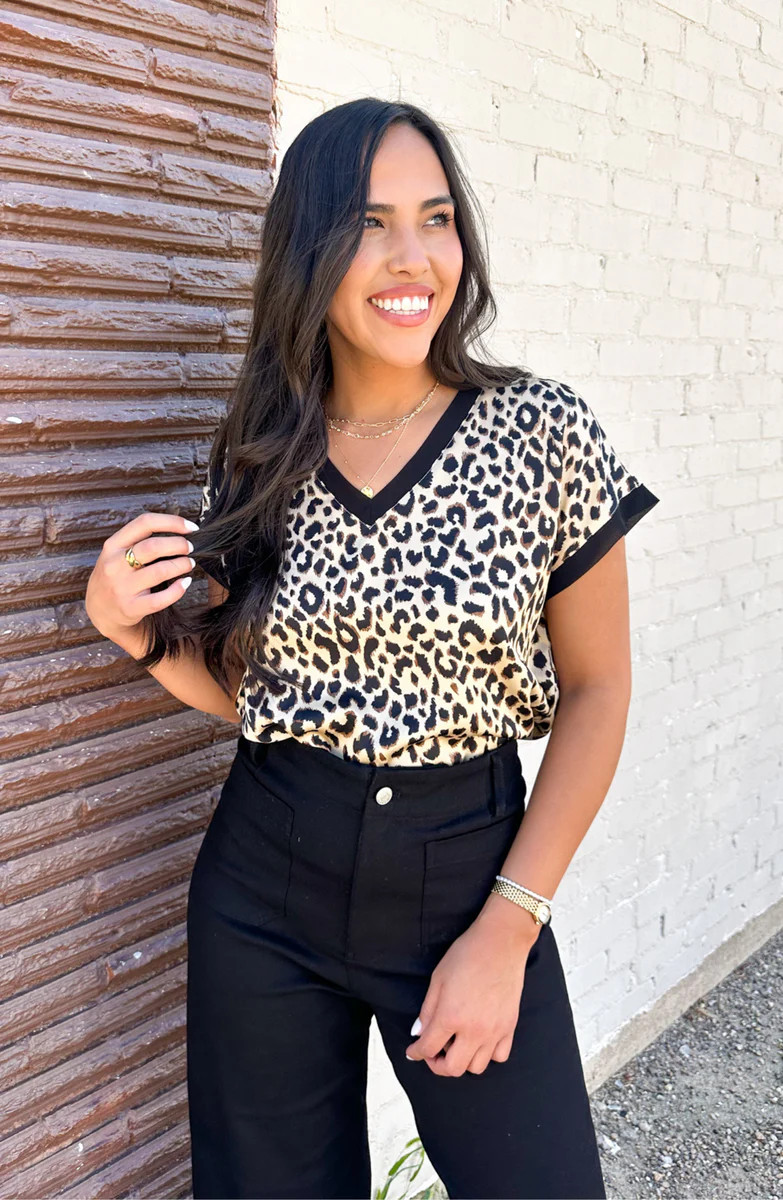 In The Spotlight Leopard V-Neck Top | Apricot Lane Boutique