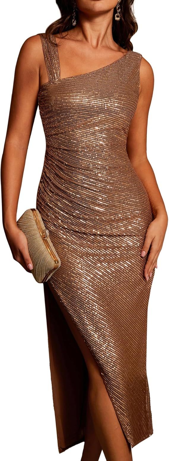 GRACE KARIN Women Sequin Dress Sleeveless Sexy Slit Sparkly Glitter Bodycon Cocktail Wedding Gown... | Amazon (US)