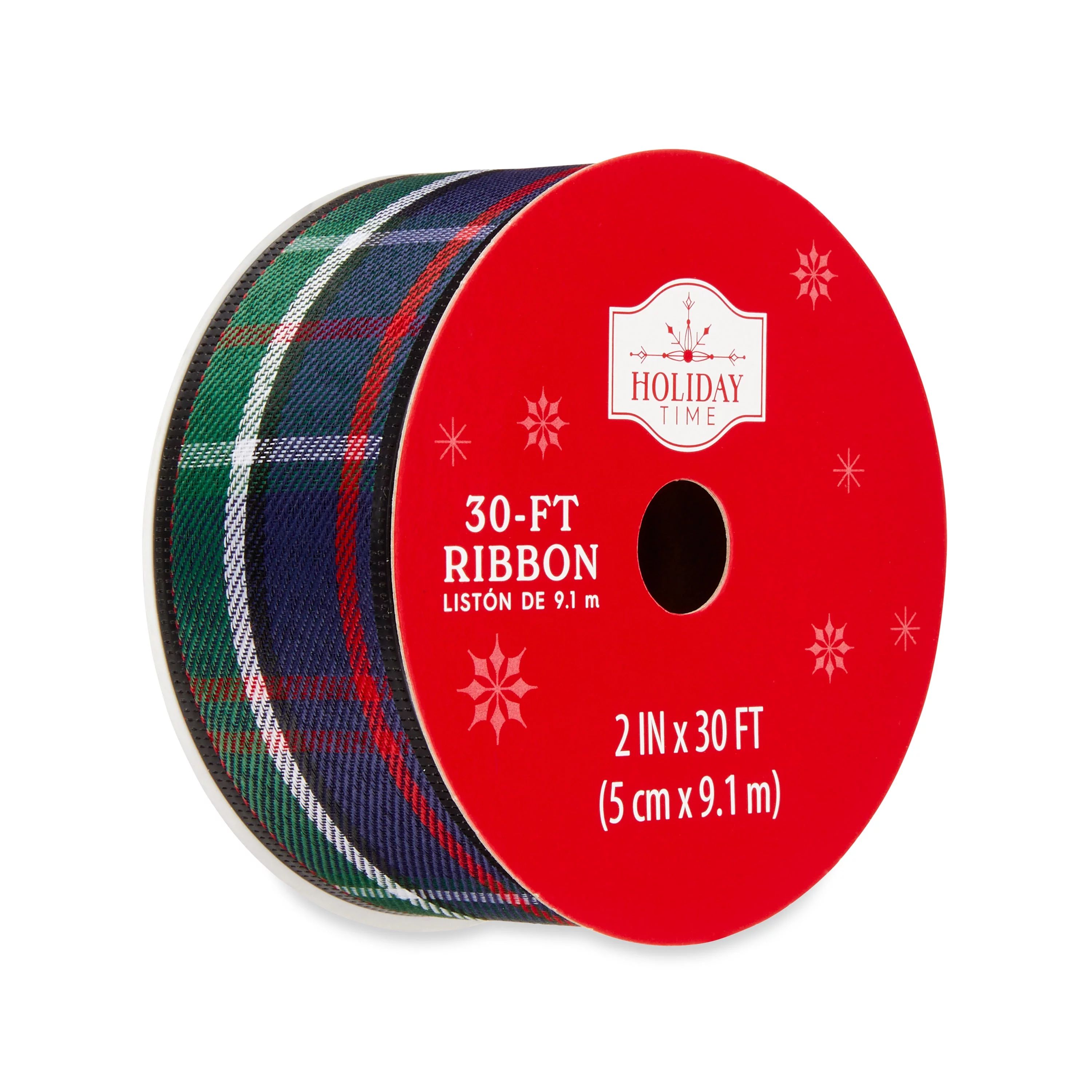 Blue Tartan Plaid Christmas Ribbon, 2" x 30', by Holiday Time | Walmart (US)