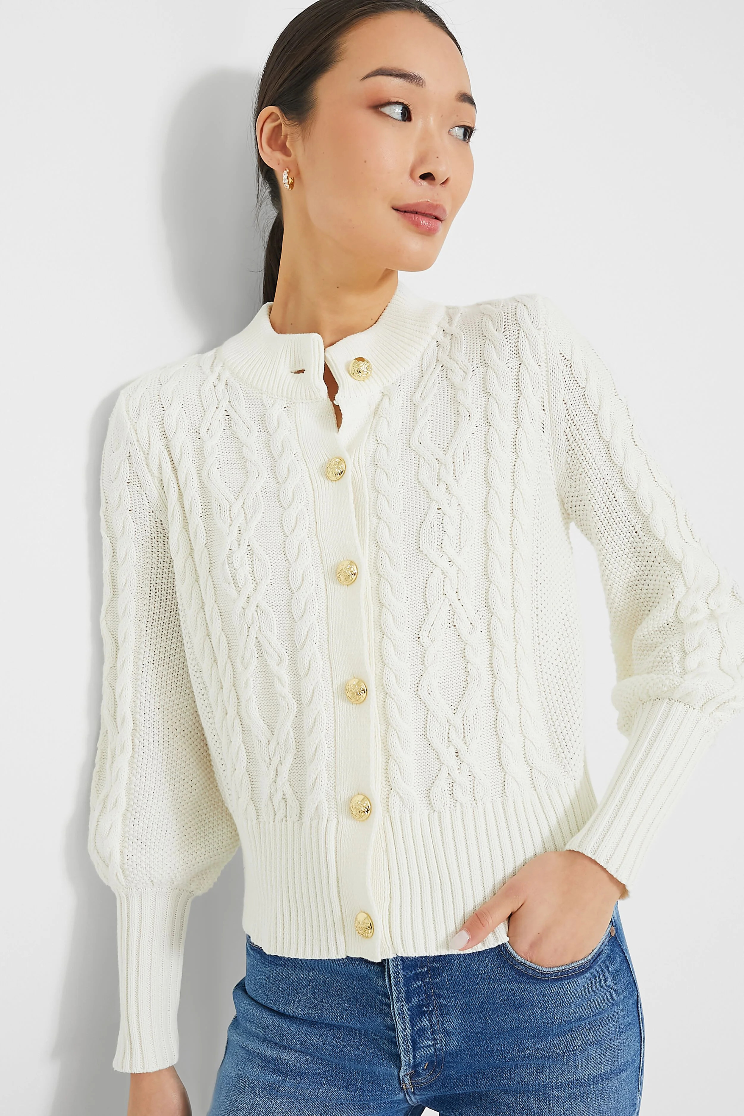 Ivory Cotton Colette Cardigan | Tuckernuck (US)