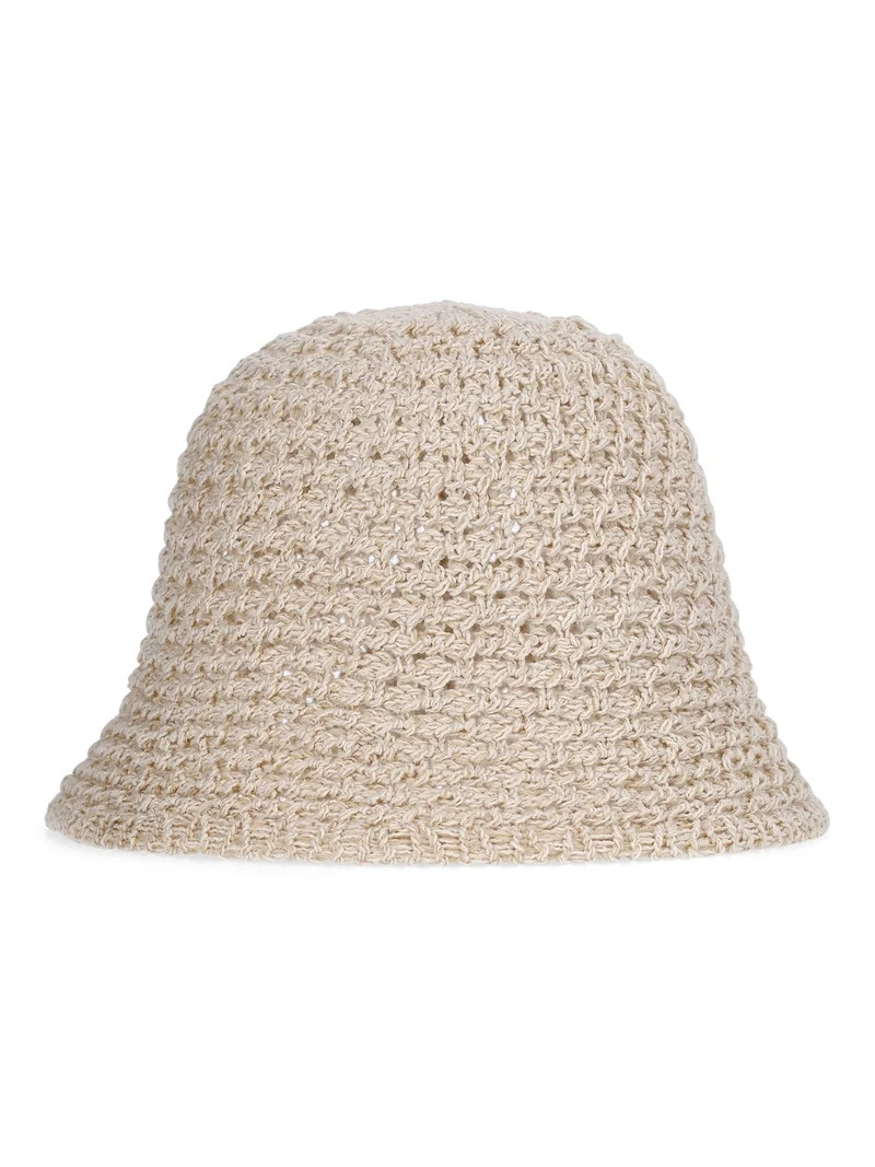 No Boundaries Textured Stitch Knit Bucket Hat, Women's, Natural | Walmart (US)