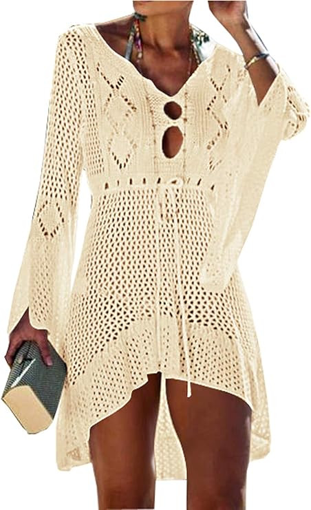 Wander Agio Beach Tops Sexy Perspective Cover Dresses Bikini Cover-ups Net Coverups | Amazon (US)