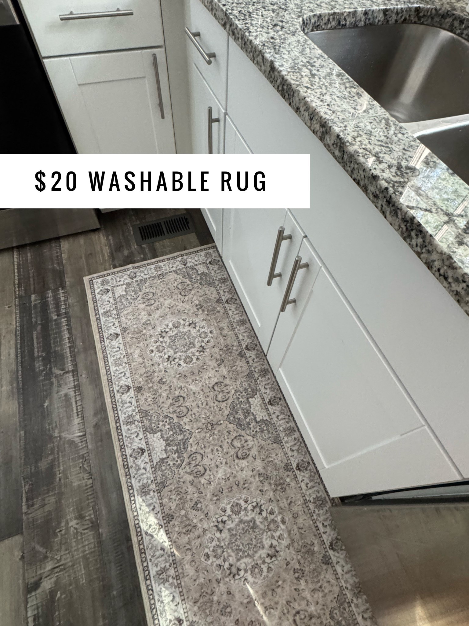 This washable rug was $22 and literally feels like velvet! Made me take my slippers off while doing the dishes 😂

Color Beige
Size  2X5

#LTKHome #LTKFallSale #LTKFamily