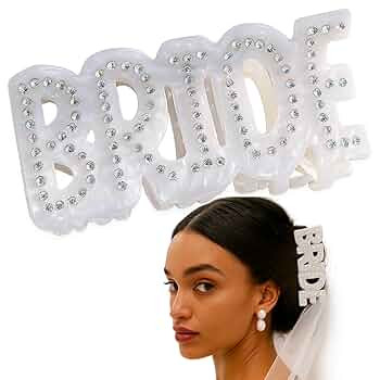 Bride Claw Clip, TWPER White Bridal Hair Accessory with Rhinestones, Acrylic Bride to Be Gift for... | Amazon (US)