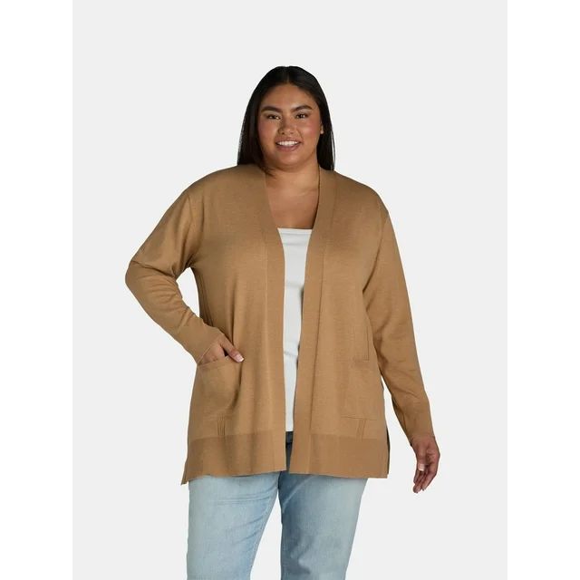 Time and Tru Women's Open Front Cardigan Sweater, Lightweight, Sizes XS-XXXL | Walmart (US)