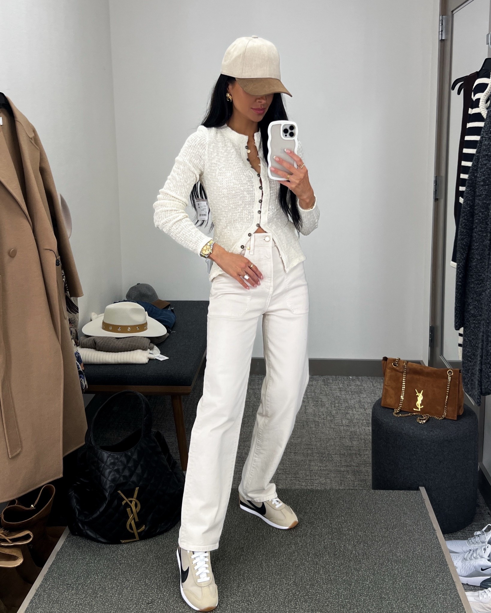 Nordstrom anniversary sale 2025
Fall outfit ideas 
Free people cardigan wearing an XS
Veronica beard ivory jeans - wearing a 24
Nordstrom baseball cap
Nike neutral sneakers run tts
#nordstrom #nsale 

#LTKFindsUnder100 #LTKSaleAlert #LTKPetite