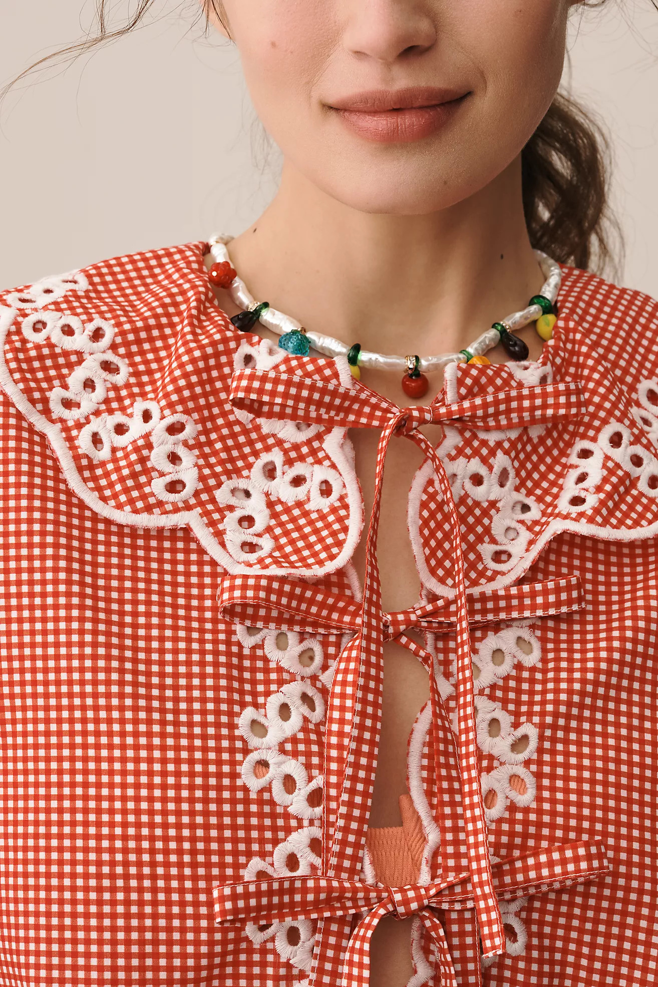 Maeve Long-Sleeve Scallop Tie-Front Blouse | Anthropologie (US)