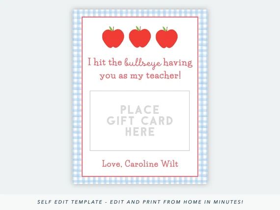 Printable Teacher Gift Card Holder, Teacher Appreciation Gift, Printable Gift Card Holder, Gifts ... | Etsy (US)