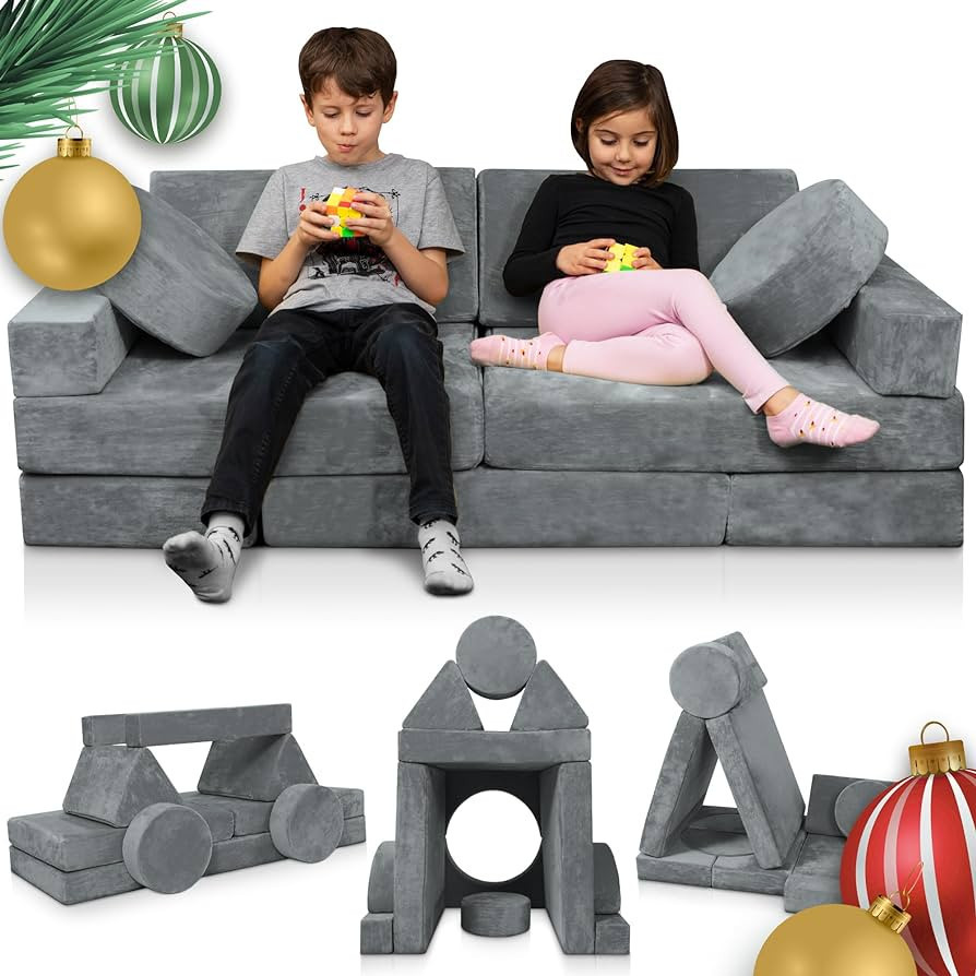 Lunix LX15 14pcs Modular Kids Play Couch, Child Sectional Sofa, Fortplay Bedroom and Playroom Fur... | Amazon (US)