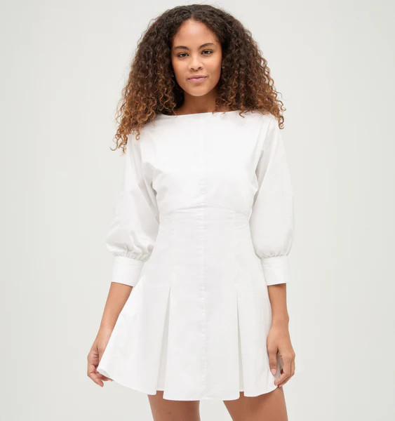 The Aveline Dress - White Cotton Sateen | Hill House Home US