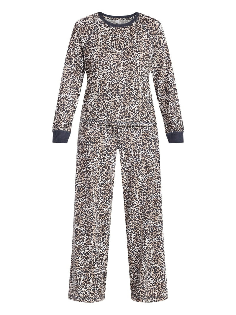 Joyspun Women's Cozy Lounge Collection Hacci Long Sleeve Top and Pants Pajama Set, 2-Piece, Sizes... | Walmart (US)