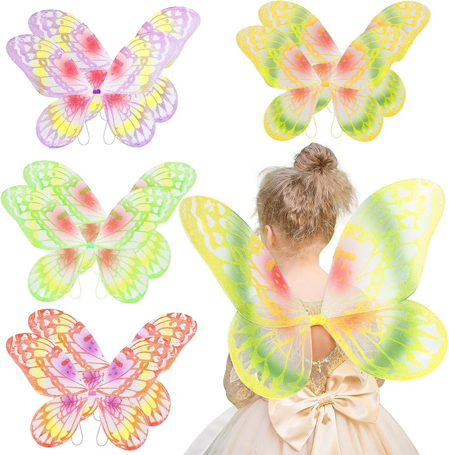 Fedio Girls Fairy Wings, 8 Pack Princess Butterfly Costume Wings Set for Kids Dress up Birthday P... | Amazon (US)