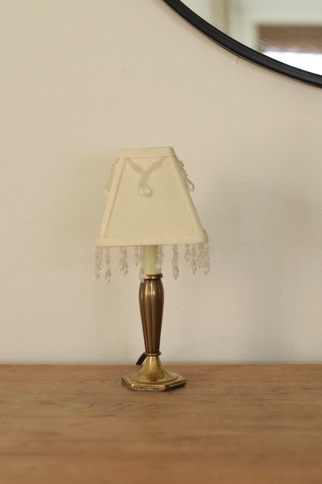 Vintage 10 Small Brass Table Lamp With Square Linen Shade With Small Beaded Detail - Etsy | Etsy (US)