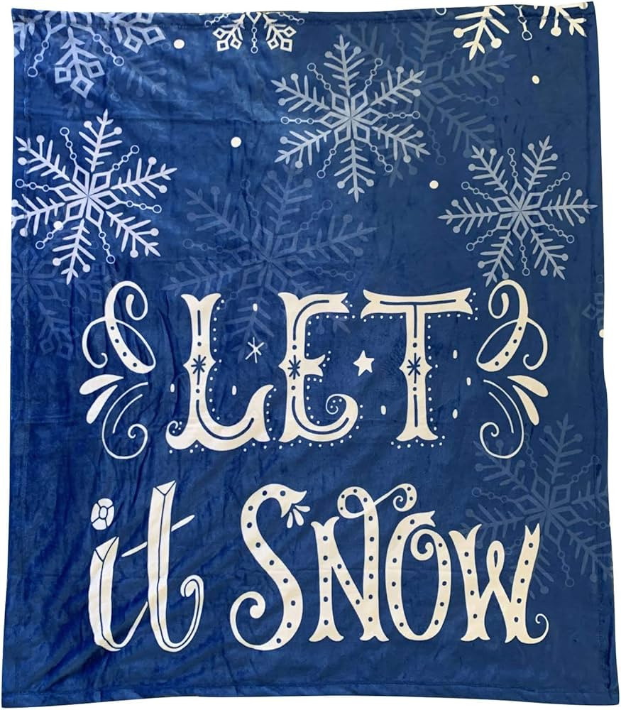 Christmas Throw Blanket for Couch - 50" x 60", Let It Snow Soft Cozy Fleece Home Decor, Blue, Whi... | Amazon (US)