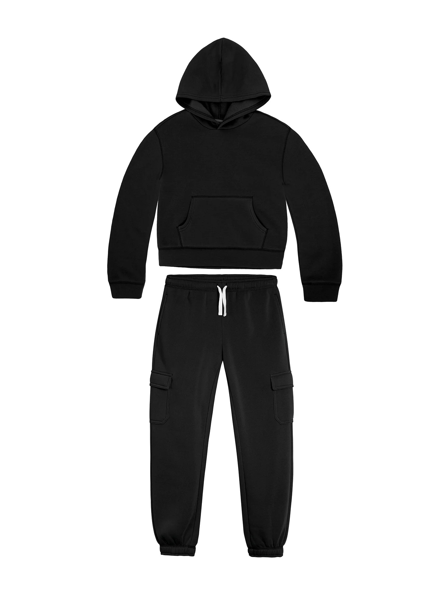 Wonder Nation Girls Fleece Hoodie and Jogger Pant Outfit, 2-Piece Set, Sizes 4-18 & Plus | Walmart (US)