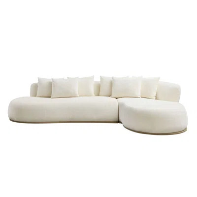 Luxurious Beige Comfort Sofa For Elegant Living Rooms - Pu Leather & Polyester Blend | Wayfair North America