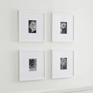 White Modern Frame with White Matte Gallery Wall Picture Frames (Set of 4) | The Home Depot