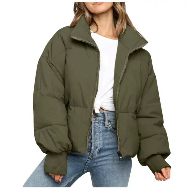 Women Winter Warm Hoodie Solid Zipper Thicken Down Jackets Coat Outerwear - Walmart.com | Walmart (US)