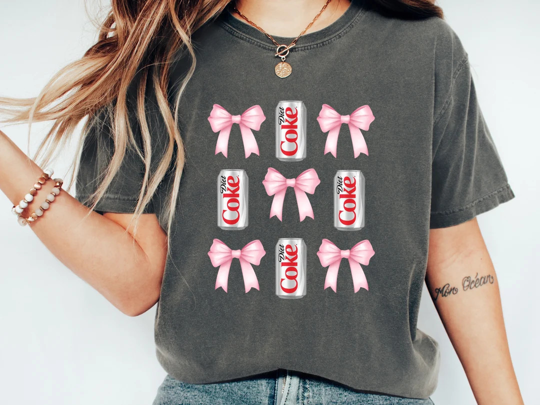 Diet Coke Shirt, Coquette Coke Shirt, Diet Coke Bow, Funny Coke Lover Gift, Diet Coke Pink Bow Sw... | Etsy (US)