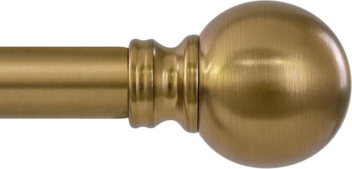 Warm Gold Curtain Rods for Windows 72 to144 Inch Brass Extra Long Heavy Duty Adjustable single 1"... | Amazon (US)
