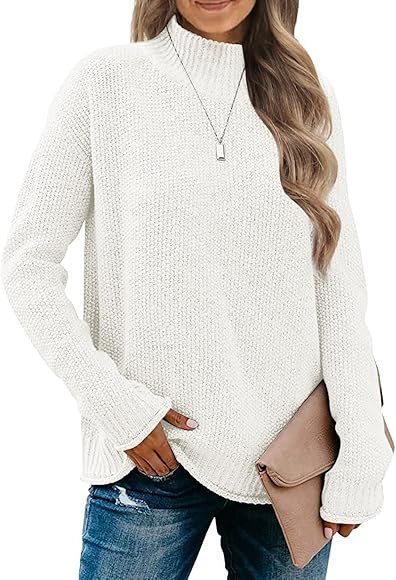MEROKEETY Women's Long Sleeve Turtleneck Cozy Knit Sweater Casual Loose Pullover Jumper Tops | Amazon (US)