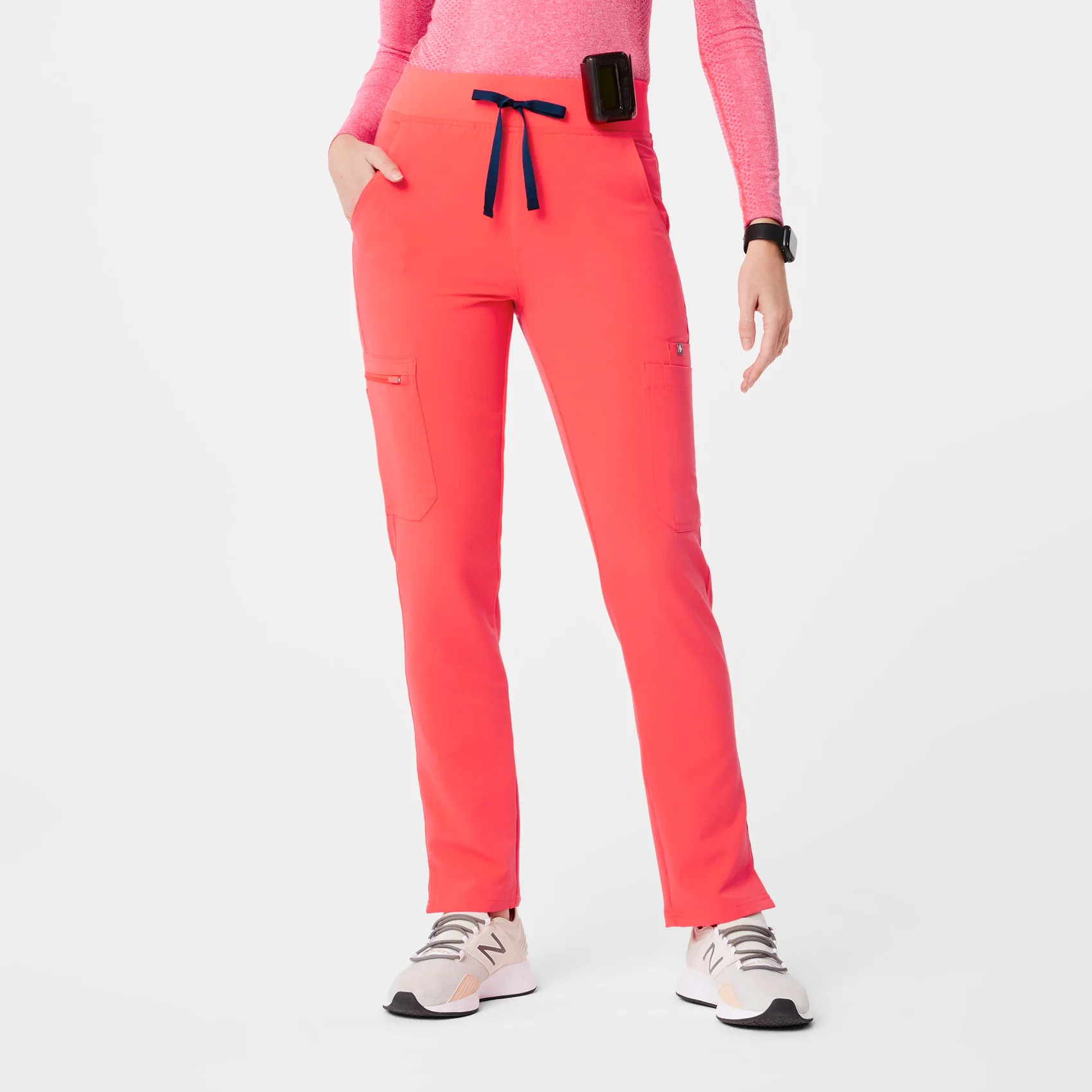 Women’s High Waisted Yola Skinny Scrub Pants™ - Fiery Coral · FIGS | FIGS