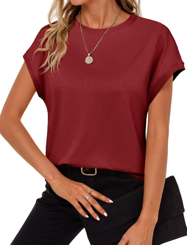 Cicy Bell Womens Summer Cap Sleeve T-Shirts Casual Loose Fit Tunic Tops Crew Neck Tee Shirts | Amazon (US)