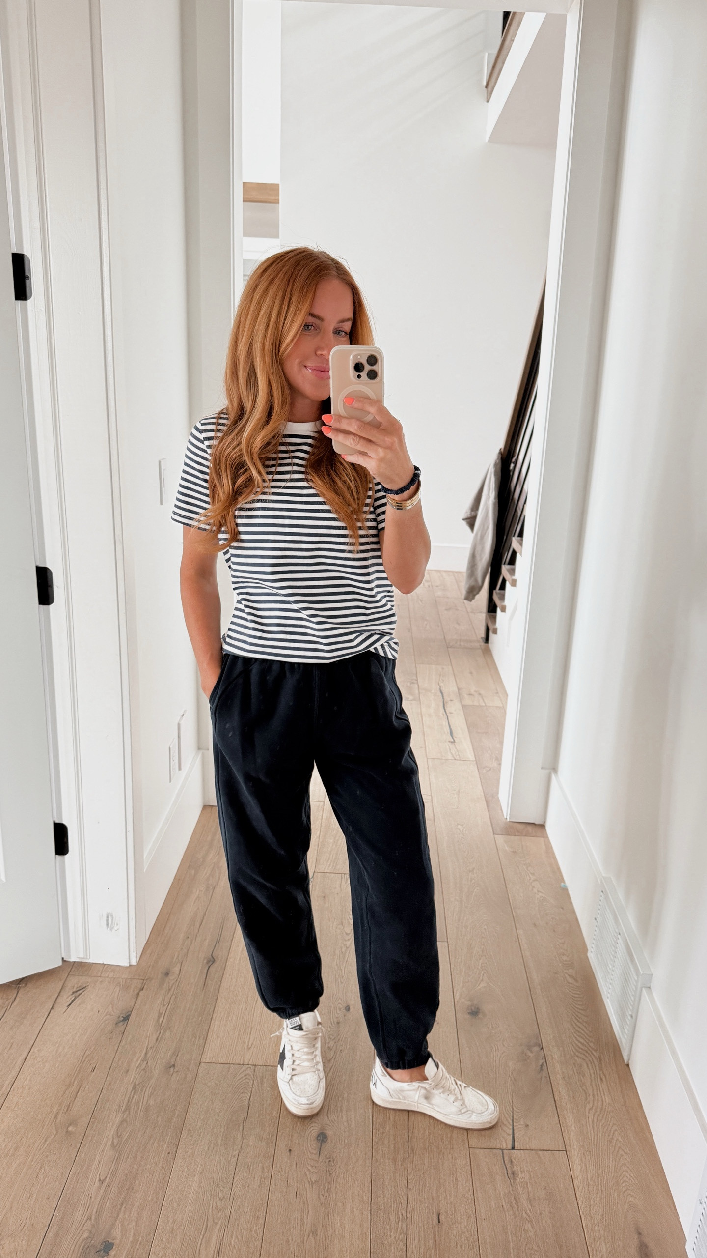 Wearing a 6 in the shirt, which is a size up from my normal! I size down in the sweats. @lululemon