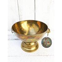 Vintage Solid Brass Lion Ring Handled Pedestal Bowl, Brass Bowl, Bowl, Lion Handles, Handled Bowl | Etsy (US)