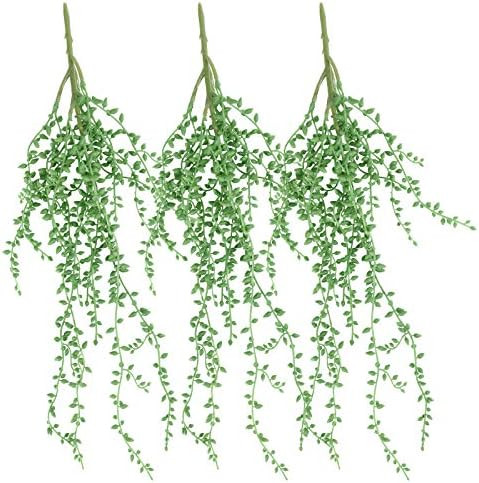3 Pack Artificial Succulents UV Resistant Hanging Fake Plants Faux String of Pearls Wall Greenery Ha | Amazon (US)