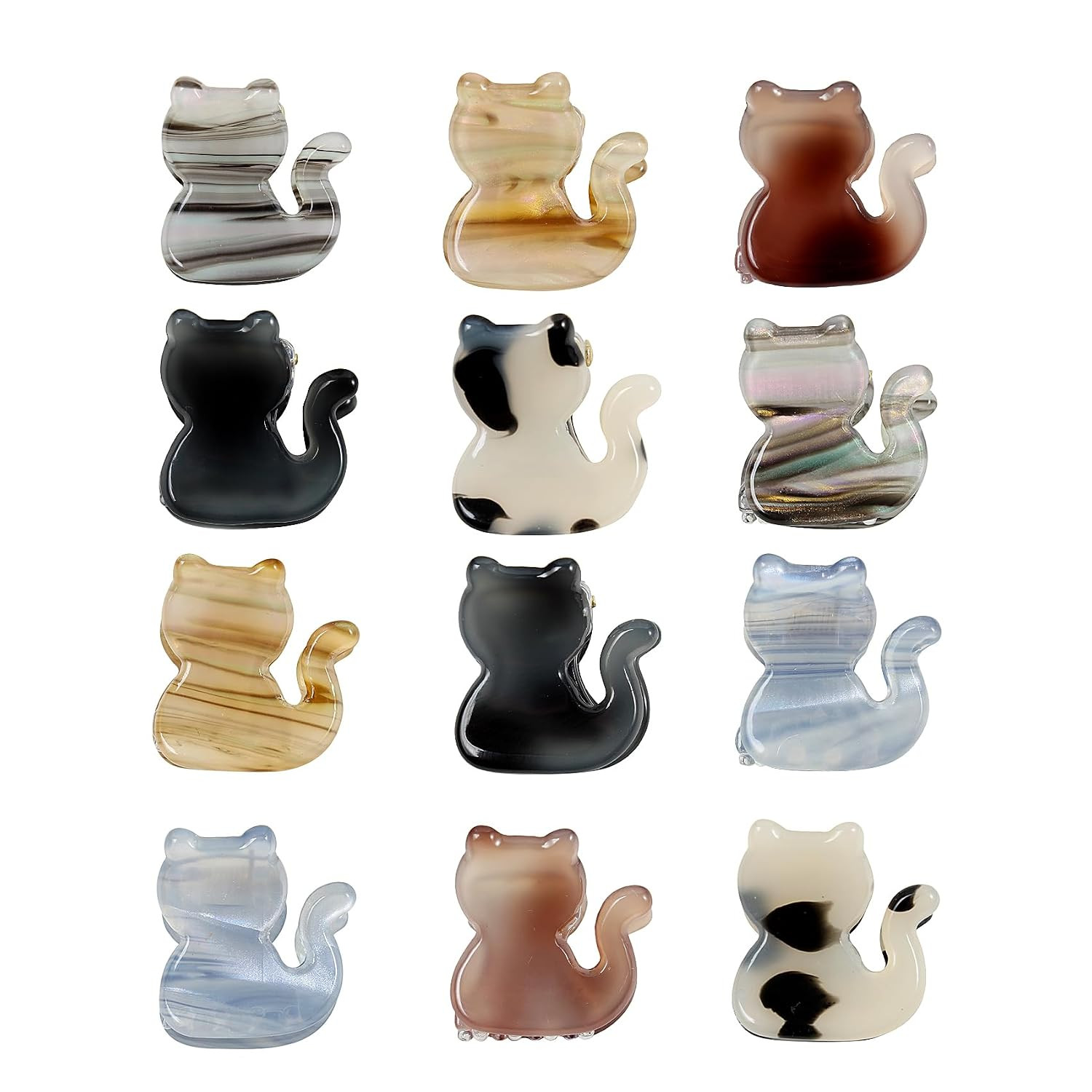 Mistofu 12PCS Mini Cat Hair Claw Clips, Acrylic Hair Clips for Women | Amazon (US)