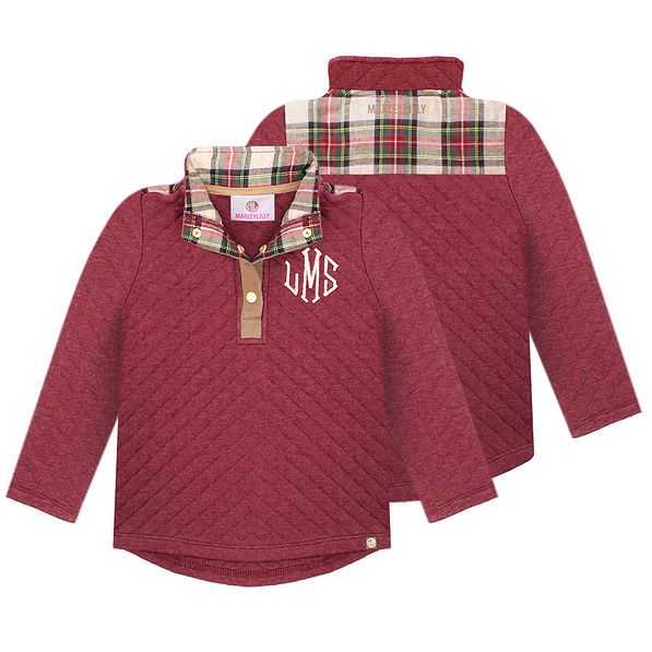 Monogrammed Kids Quilted Pullover Tunic | Marleylilly