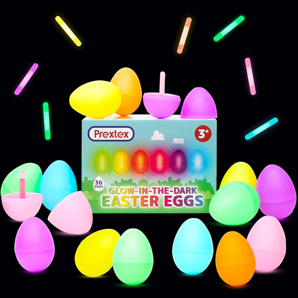 Amazon.com: PREXTEX Glow in the Dark Easter Eggs Empty, 2.5” (36 pack) | 36 Eggs and 36 Glow St... | Amazon (US)