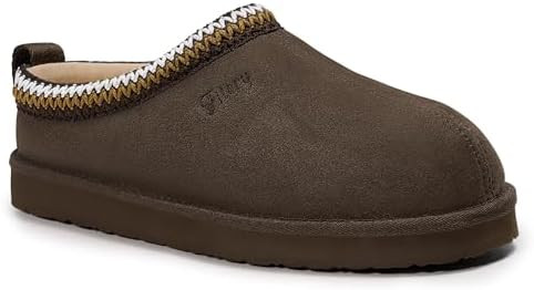 FITORY Women's Suede Slipper, Flat Slip On House Shoes with Faux Fur Lining Indoor Outdoor Short ... | Amazon (US)