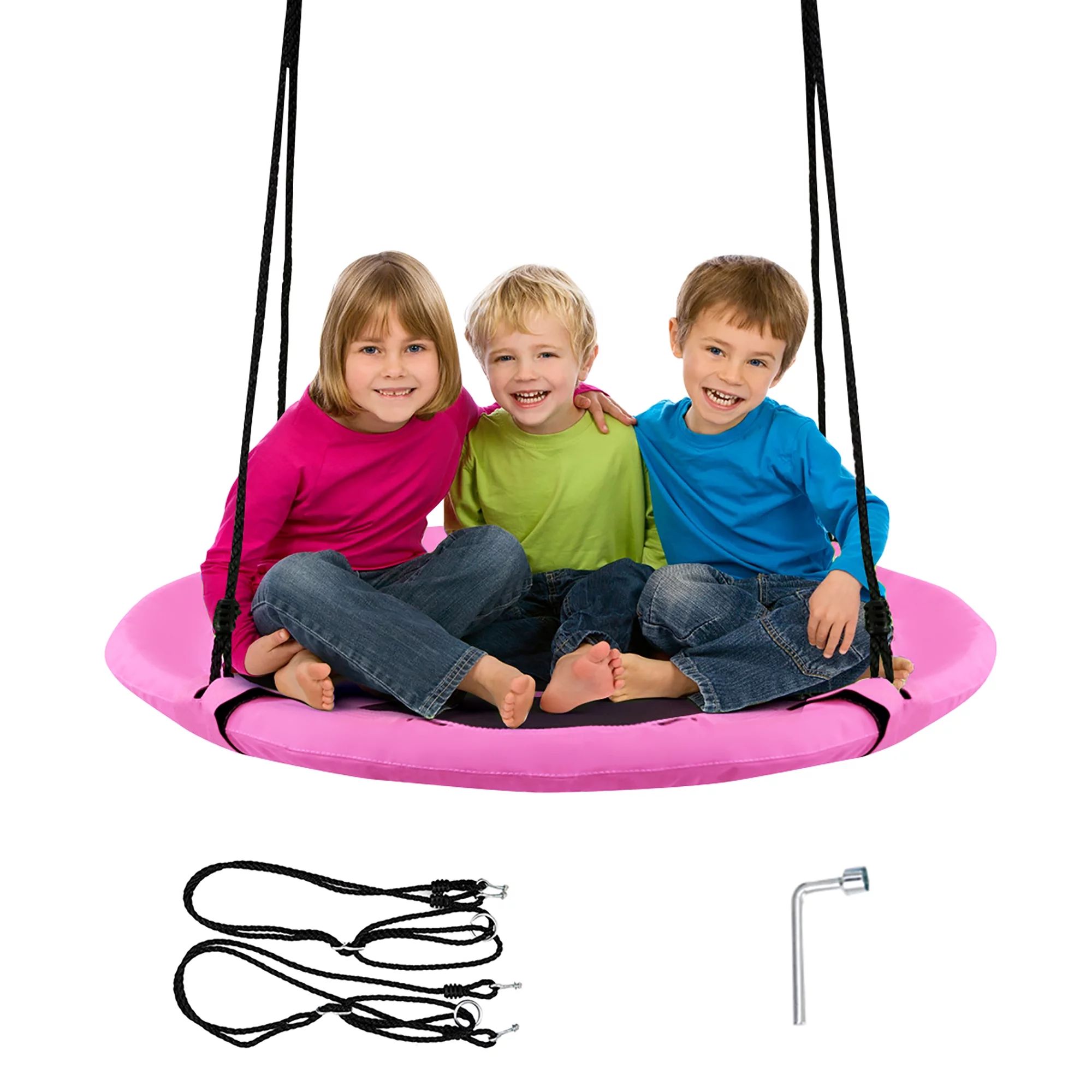 Goplus 40" Flying Saucer Tree Swing Indoor Outdoor Play Set Kids Christmas Gift Pink | Walmart (US)