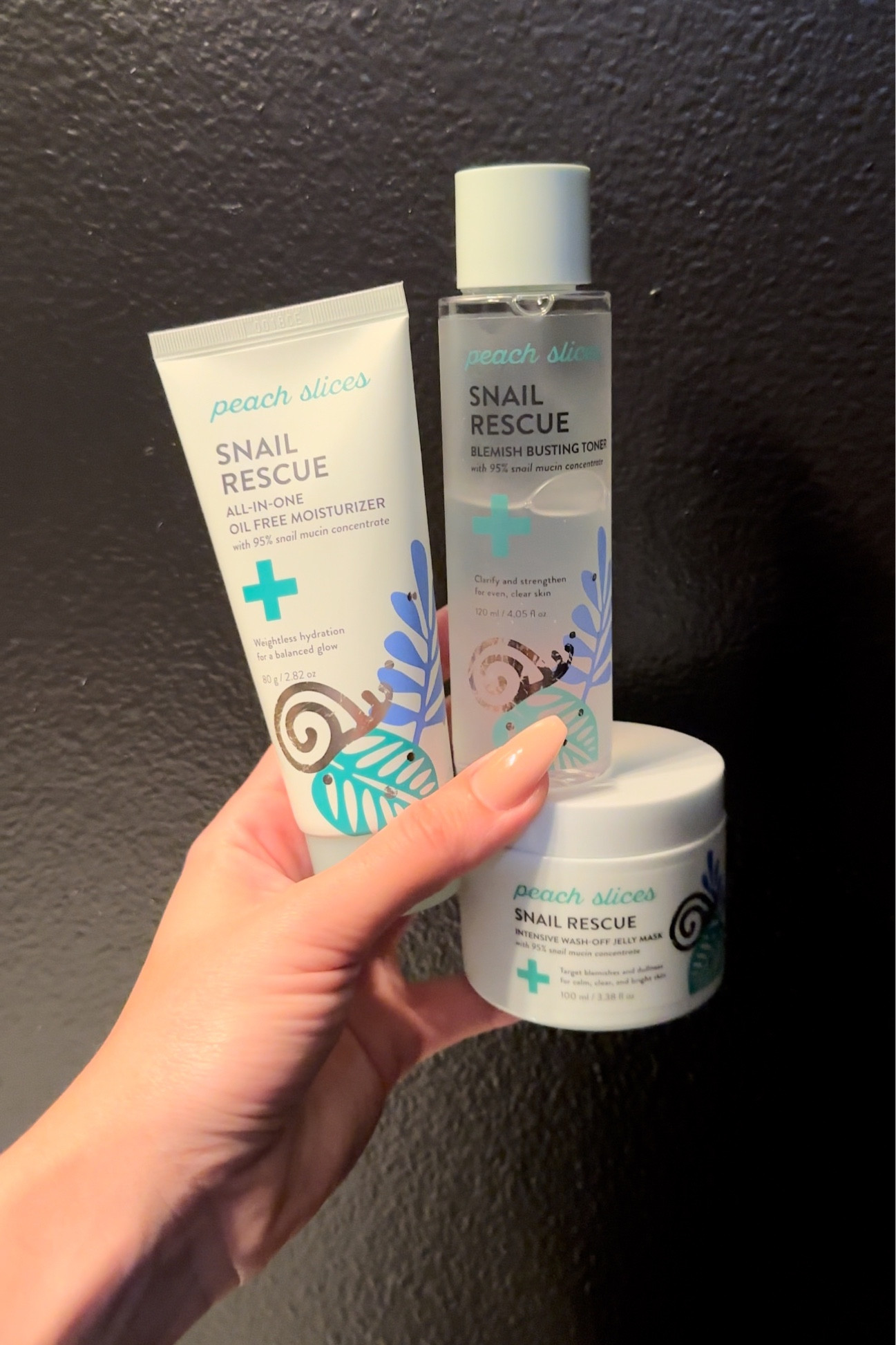 Peace slices to the skin rescue 

Peach Slices Snail Rescue Bundle | Blemish Busting Toner, Oil-Free Moisturizer & Wash-Off Mask | 95% Snail Mucin Concentrate | All Skin Types

#LTKfindsunder50 #LTKfindsunder100 #LTKbeauty