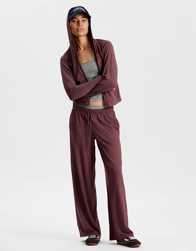 OFFLINE By Aerie Weekend Away Layered Waistband Trouser Women's Royal Berry XXL | Aerie