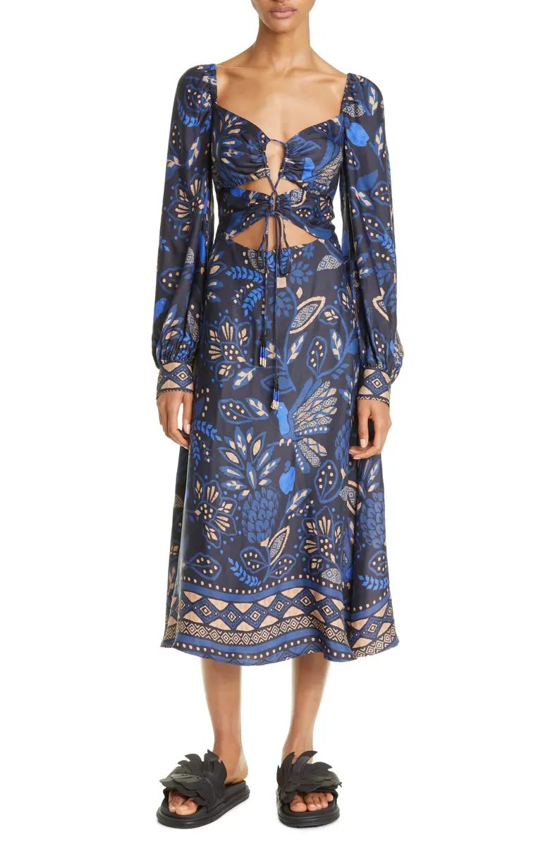 Macaw Forest Cutout Detail Long Sleeve Dress | Nordstrom