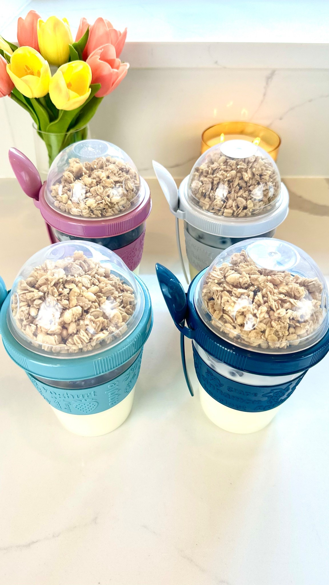 On The Go Cereal Yogurt Cups with Lids and Spoon, Reusable Parfait Plastic Milk Breakfast Crunch Granola Oatmeal Smoothie Snack Prep Bowl (4 Colors Set, 20 oz) 

#LTKFindsUnder50 #LTKSaleAlert #LTKHome