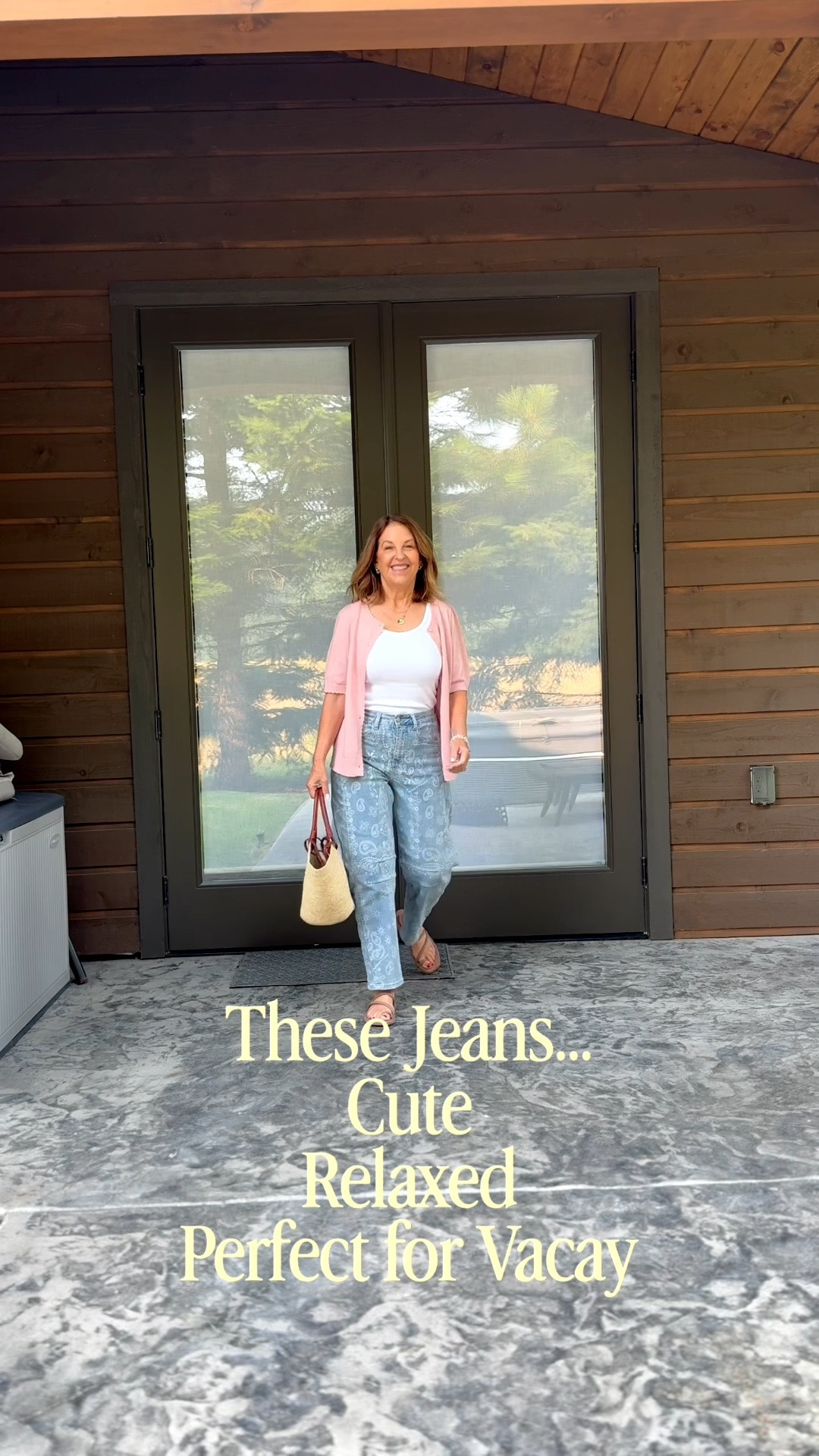 Cute jeans to wear at home and on vacation.

The bandana print jeans I get stopped and asked about.

Sweater runs. If. I'm wearing smallest size.
Jeans run tts.

#LTKTravel #LTKootd #LTKOver40