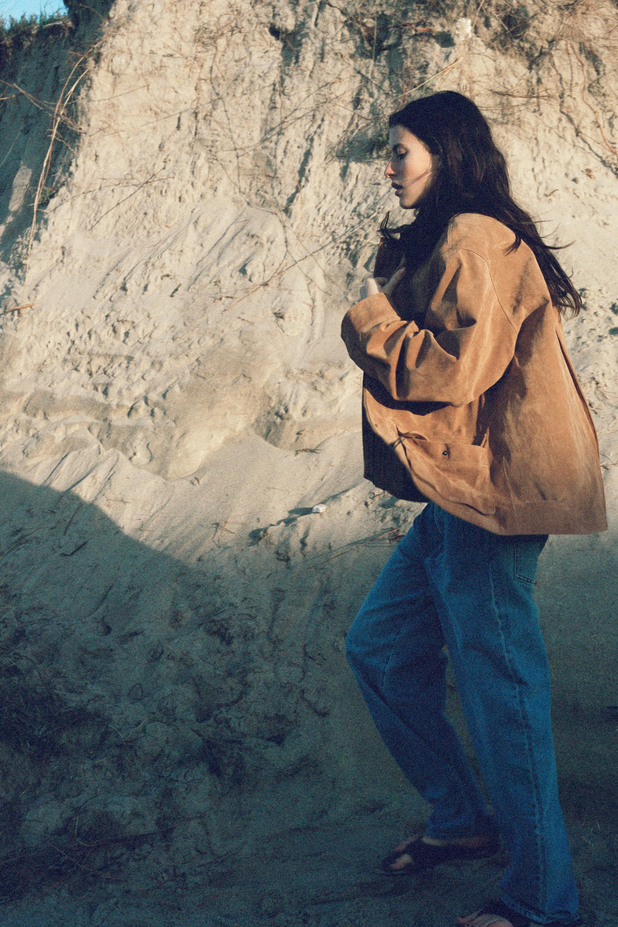 COMBINATION 100% SUEDE LEATHER JACKET WITH PLEAT | Zara US