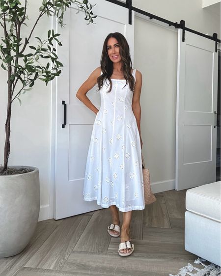The prettiest romantic summer white dress
Sz xs 
Shoes tts
Walmart outfit ideas, vacation style, white dress 
#LTKfindsunder50

#LTKStyleTip #LTKTravel #LTKSeasonal