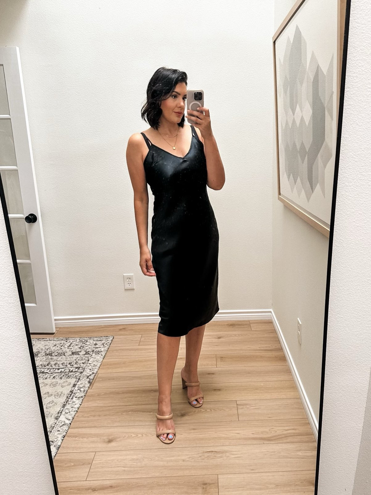 I love all things silk from Quince and I wanted to give this dress a try. I am in the large, as I went with the same sizing as I do with their silk skirts. I don’t like silk to cling anywhere so sizing up was the right choice on this one! It’s a touch big at the chest, but the straps are adjustable and I have plenty of room in the waist / hips. If you are in between sizes, go up one size. 

Such a nice versatile staple to have year round! I plan on wearing this with a leahter jacket later this fall or an oversized blazer.  

 #LTKFindsUnder100