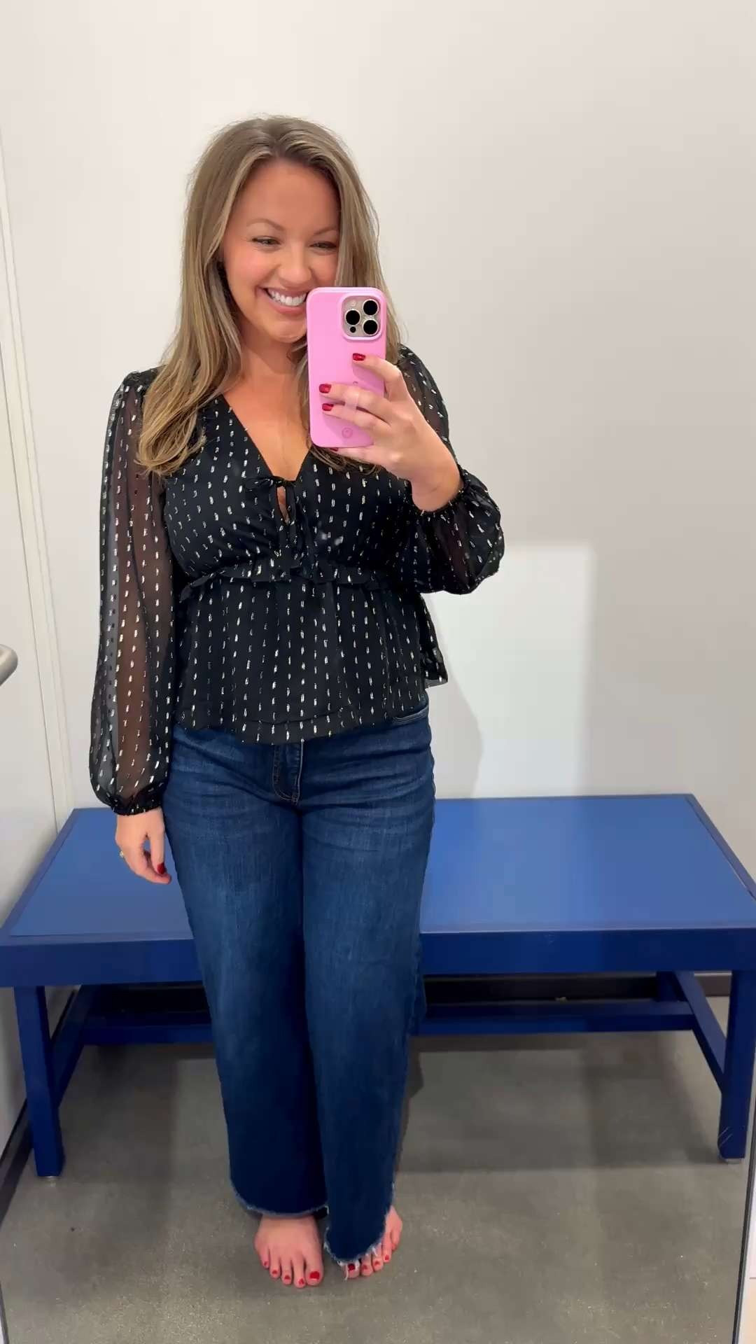 This silver sparkle and black top is so perfect for holiday parties, New years eve,  winter date night! I am 5'5" Size 8/10 wearing Medium! 
 

 #LTKHoliday #LTKSeasonal #LTKMidsize